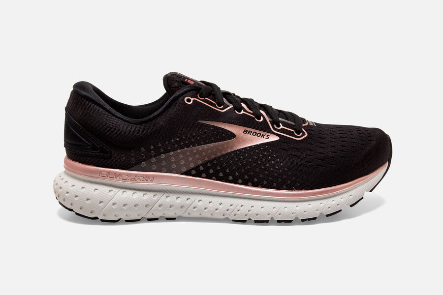 Brooks Women's Glycerin 18 Road Running Shoes Black/Rose Gold/Grey OLNK-96134